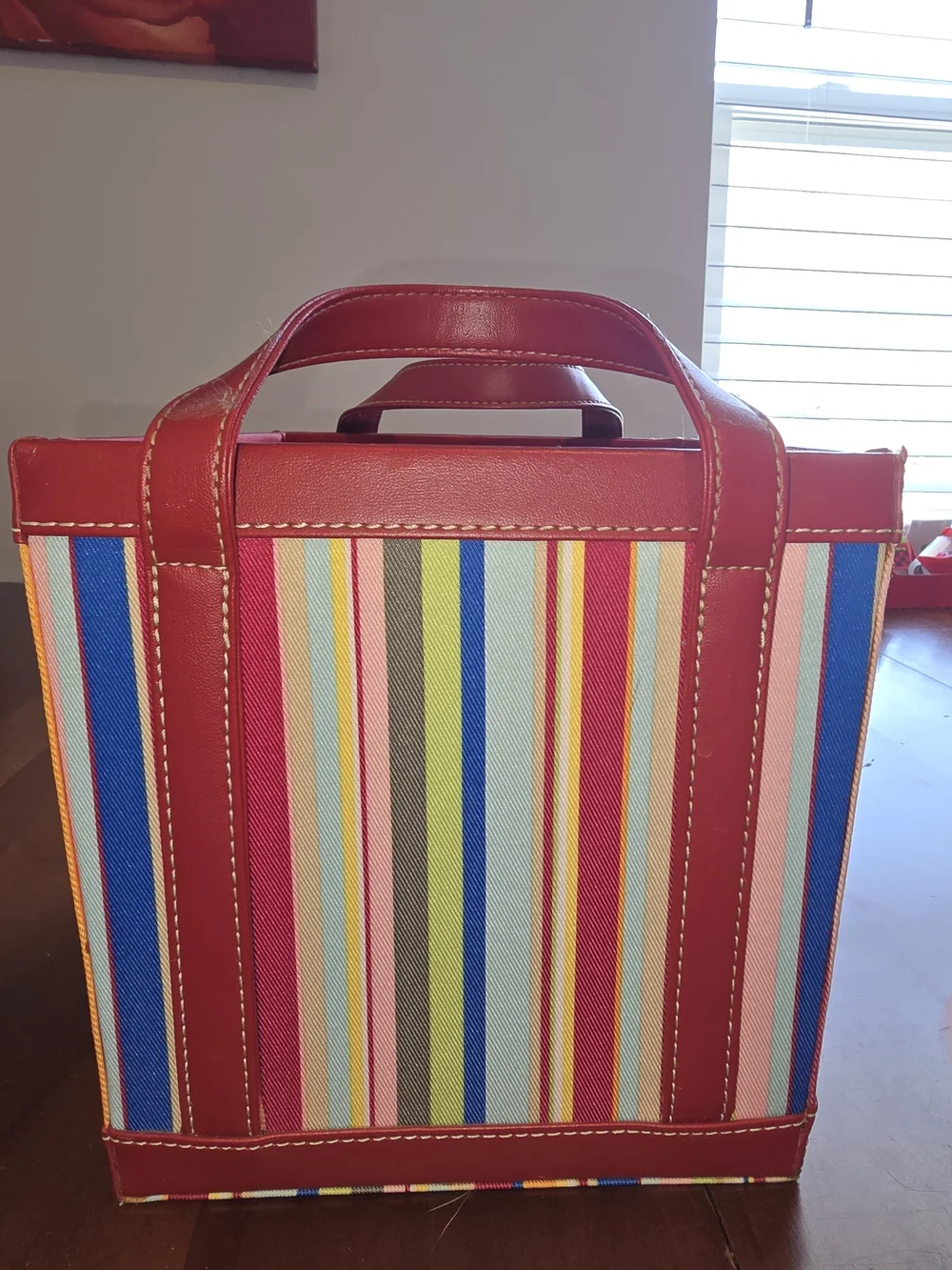 Striped Red Accent Storage Tote-Home Storage & Organization, Excellent Condition
